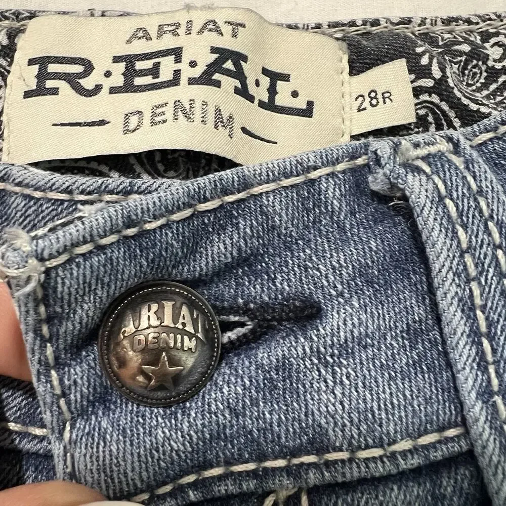 Ariat Real Denim Jeans Womens 28x32 Blue Low Rise Western Cowgirl Rodeo